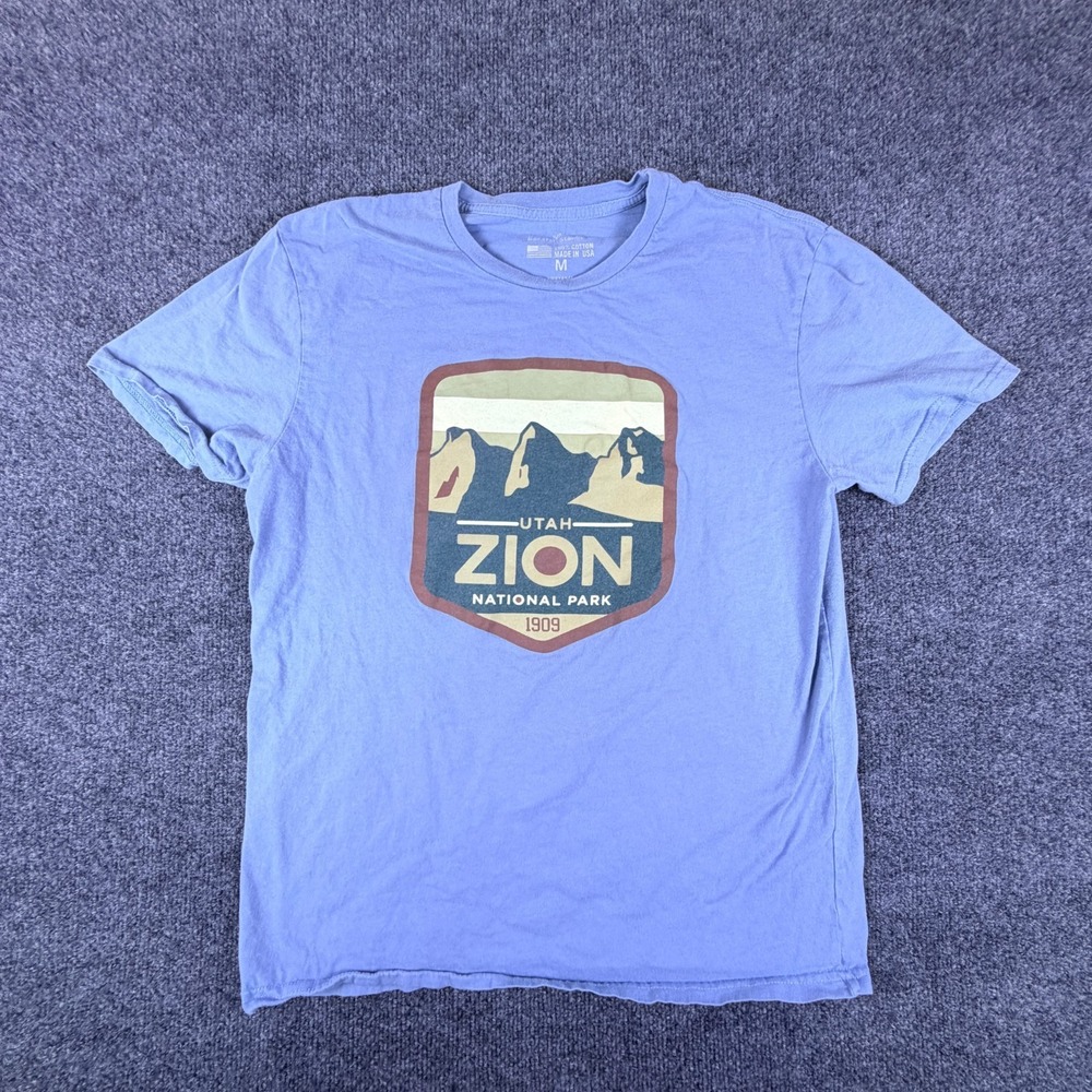 General Standard T-Shirt Mens Medium Blue Utah Zion National Park Graphic Cotton